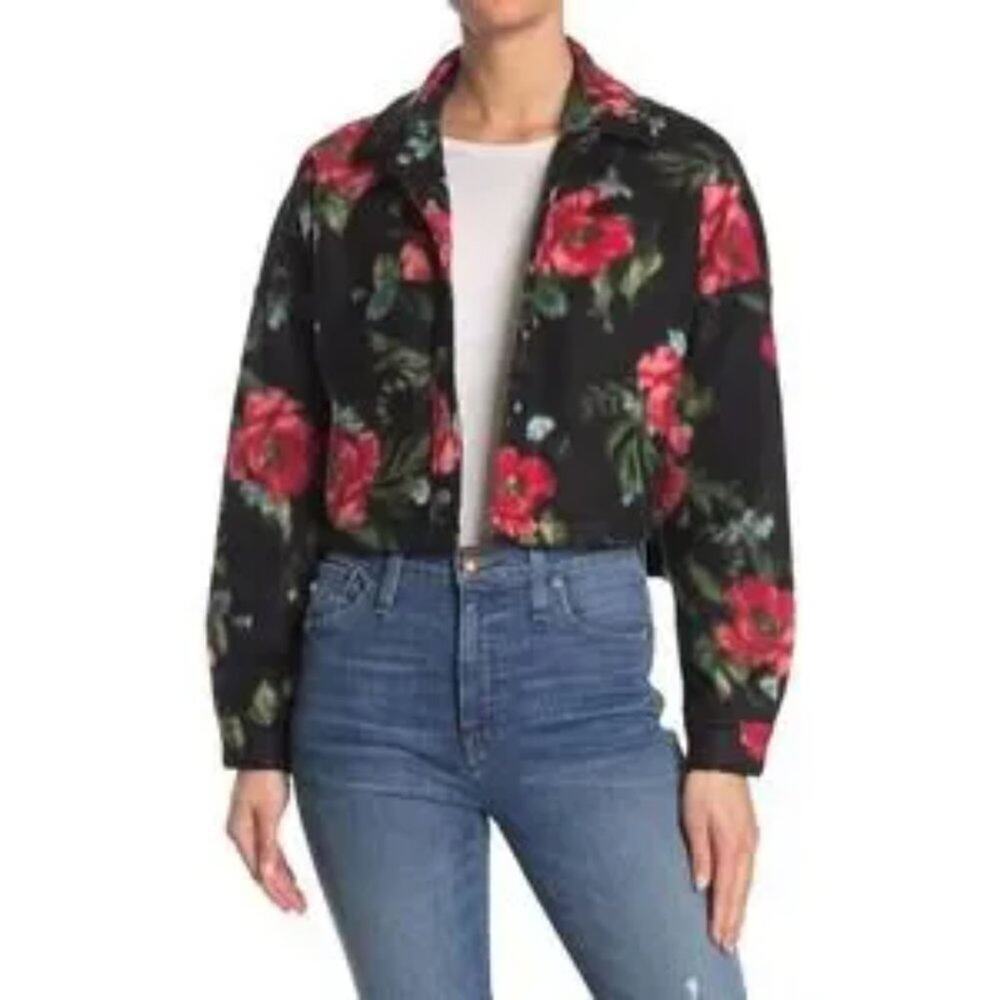 ABOUND FLORAL SOFT SNAP DOWN JACKET SIZE SMALL